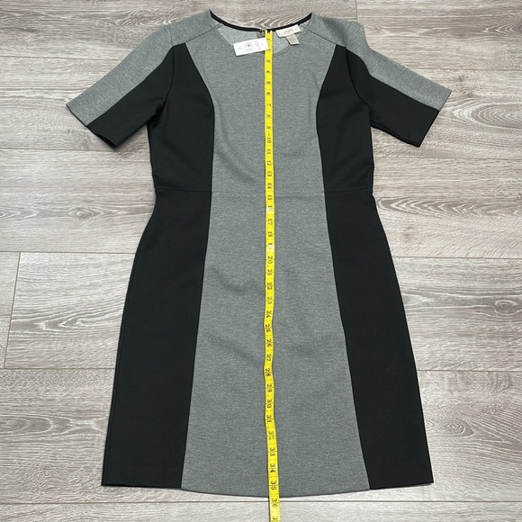 NWT Ann Taylor Loft Gray Black Color Block Short Sleeve Stretch Knit Dress 6 - Picture 14 of 16